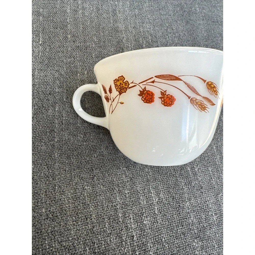 1 Pc Vintage Pyrex Harvest Home Wheat Tea Coffee Cup Autumn Fall Orange